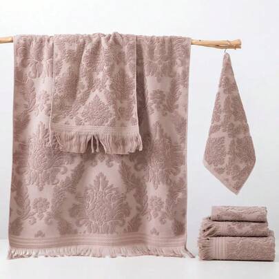 1 st brun tunn badhandduk i ren bomull, liten handduk eller näsduk med blommönster, snabbtorkande och absorberande, lämplig för män och kvinnor alla s (Multi-size)