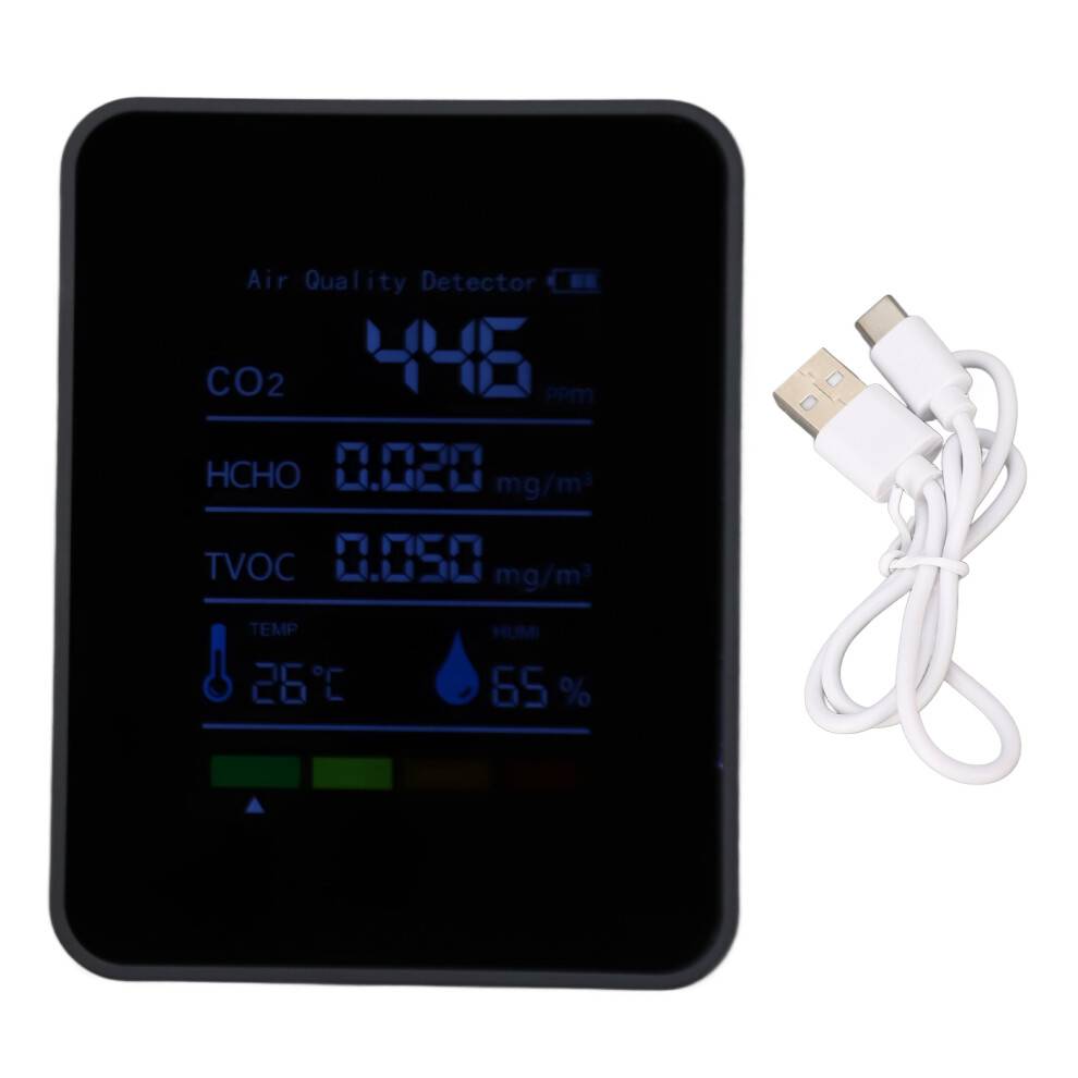 CO2Meter Digital Luftkvalitetsmåler Med HCHO TVOC Temperatur- og Fugtighedsdetektion Slagfast Ridsefast Bærbar Detektor Intuitiv Brugerflade