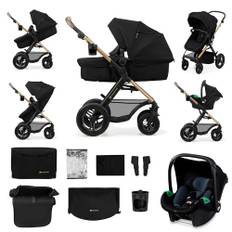 Kinderkraft MOOV AIR 3-i-1 bilstol, Mink PRO I-Size, resesystem, barnvagn, promenadstol, hopfällbar, för nyfödda, från födseln till 3 år, svart