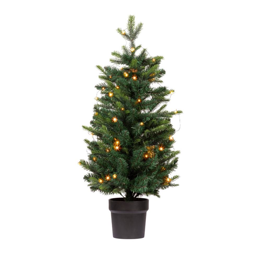 Nordic Winter kunstigt minijuletræ i potte m/60 LED-lys 90x45 cm