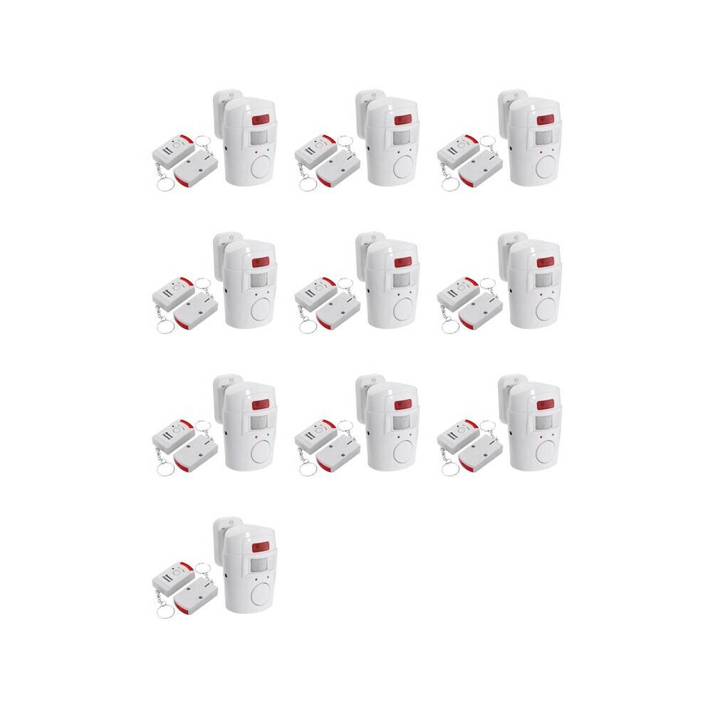 10X Infrared Motion Sensor Alarm - Burglar Alarm with 20 Remote Controls, Suitable for Home/Garages/Shops