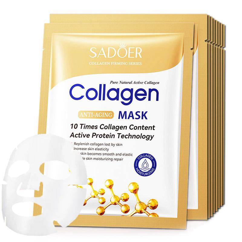10 stycken Kollagen Anti-rynkig Ansiktsmask Anti-åldrande Få bort fina linjer Fast hud Fuktgivande Uppljusande Hudvård Koreansk Kosmetik