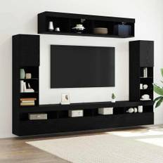 vidaXL TV väggskåp set Väggmonterad 6 pcs Svart ek 30.5 x 30 x 102 cm
