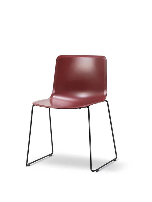Pato Stol, medestel fra Fredericia Furniture Dark red / Krom - Jacobsen Plus