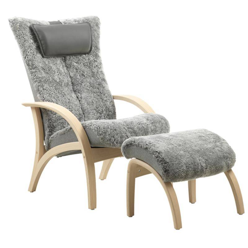 Brunstad - Delta Adventure Orginal Fåtölj + Pall (Large, Scandinavian Grey, Obehandlad Ek)