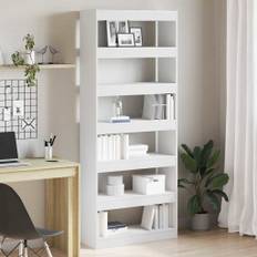 vidaXL Bokhylla med hylla Vit 80 x 30 x 198 cm Konstruerat trä