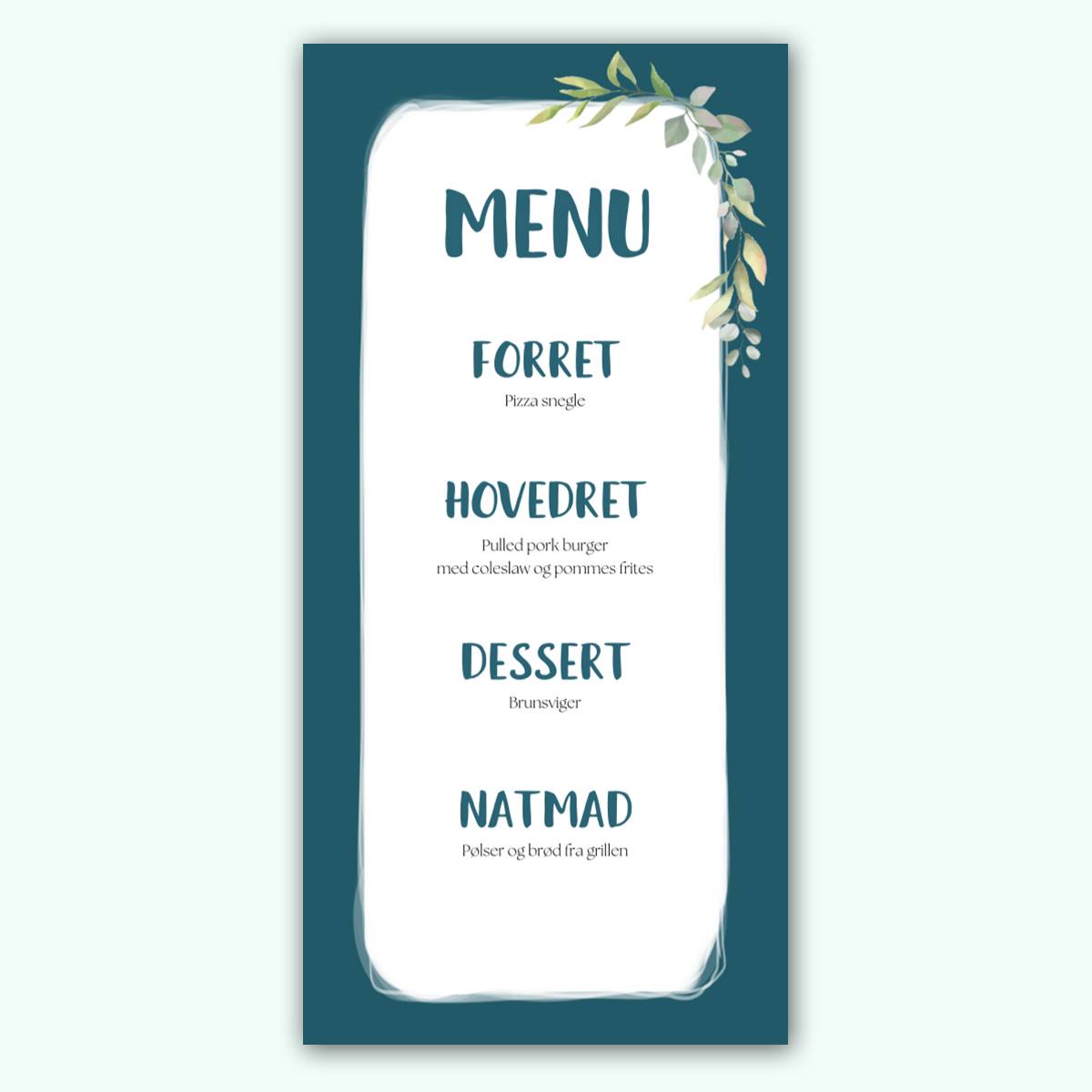 Menukort | Barnedåb | Ocean Leaf