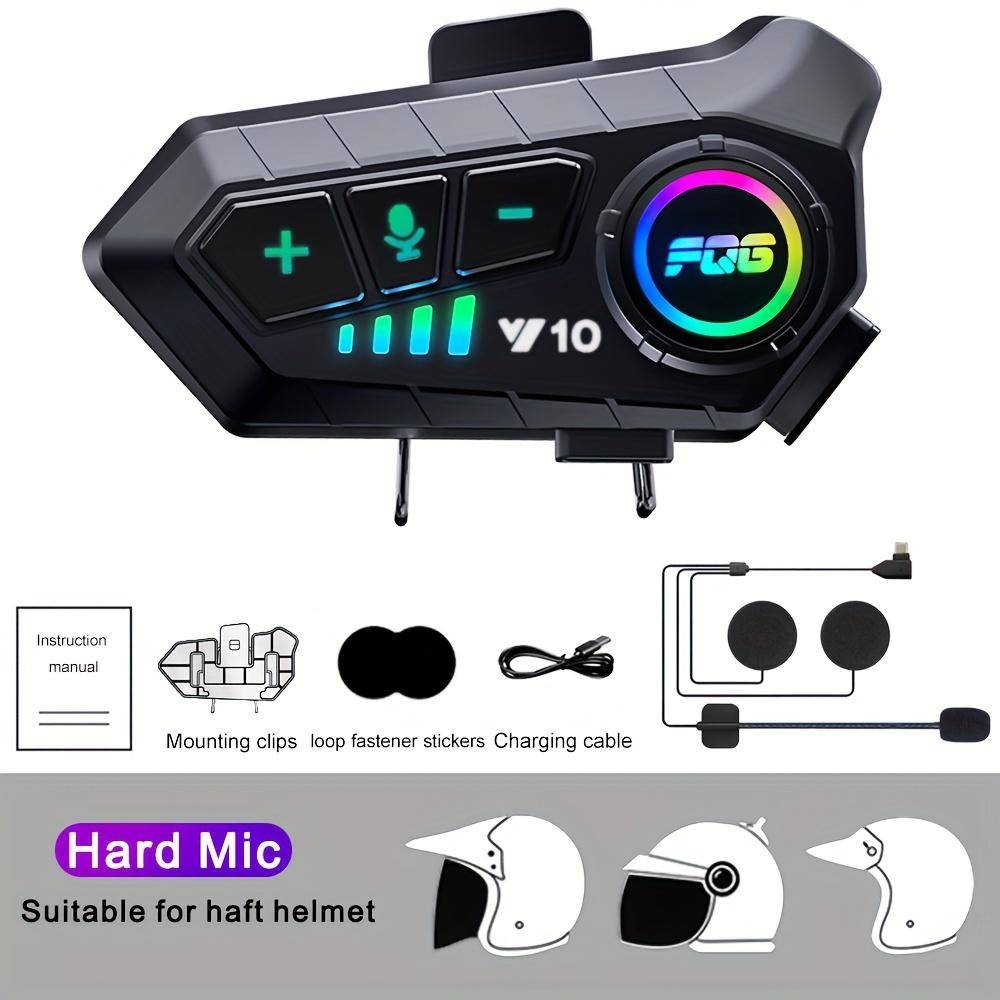 Motorcykelhjälm Bluetooth-headset Y10 Trådlös Intercom 5.3 Brusreducering Y10 Hard Mic