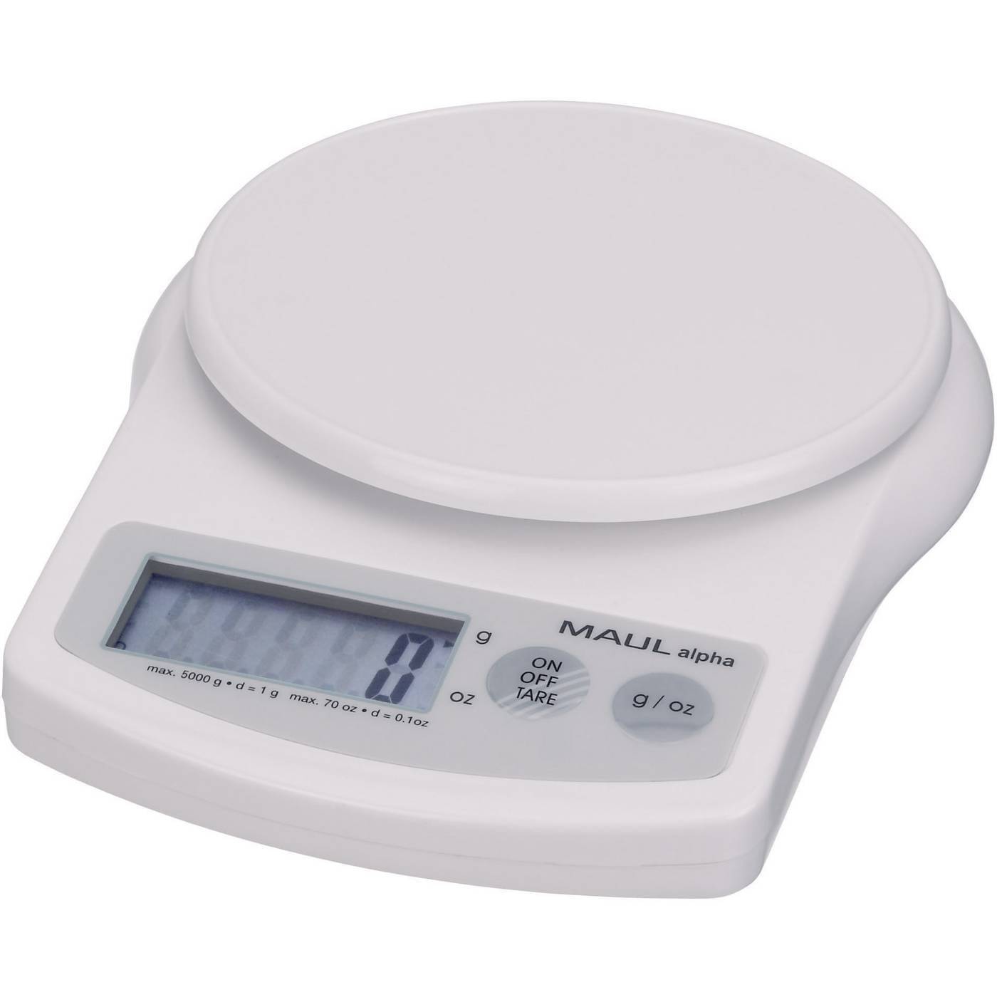 Maul 1645002 Brevvåg 1645002-ISO Kalibrerad (ISO) Vägningsområde 5 kg Läsbarhet 1 g batteri Vit