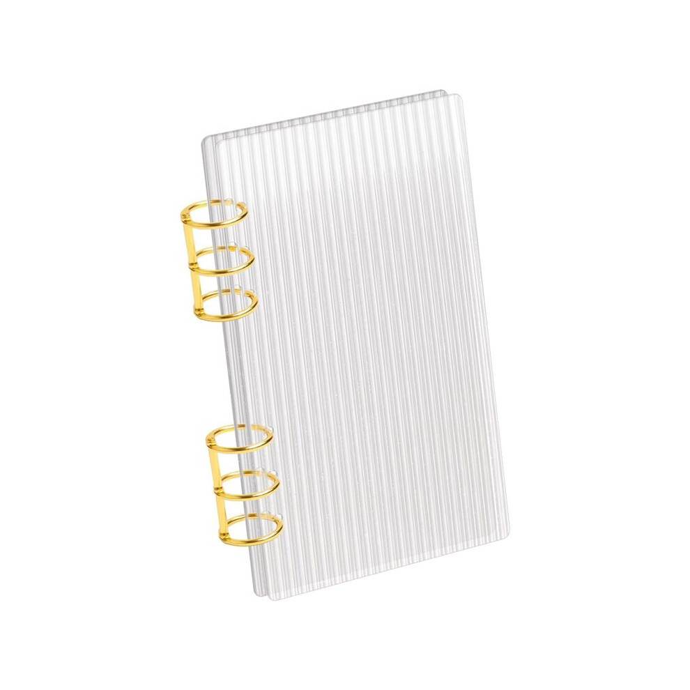 A6 Binder Clear Acrylic Binder 6-Ring Budget Binders Thick Stripe A6 Planner Binders with Gold Metal Round Ring