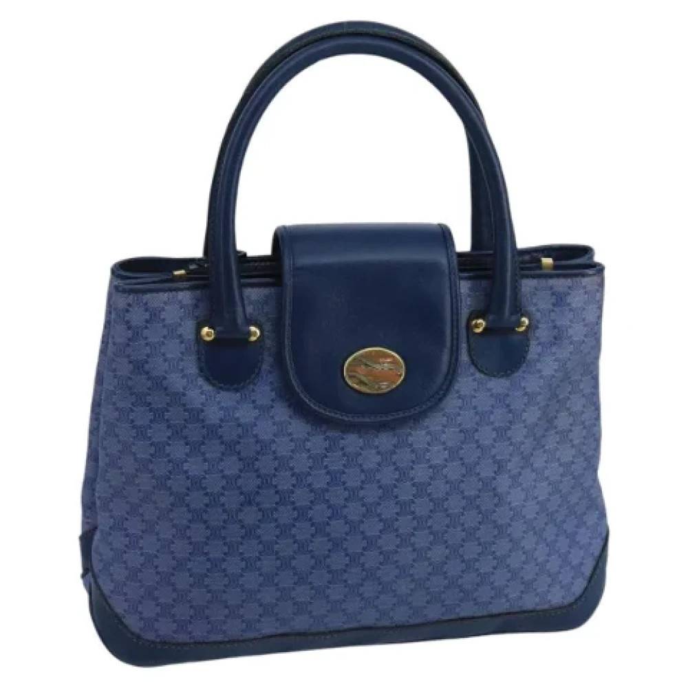 Celine Vintage Pre-owned Vintage Macadam Canvas Håndtaske - Vintage - Dame - Blå - ONE SIZE - Uld