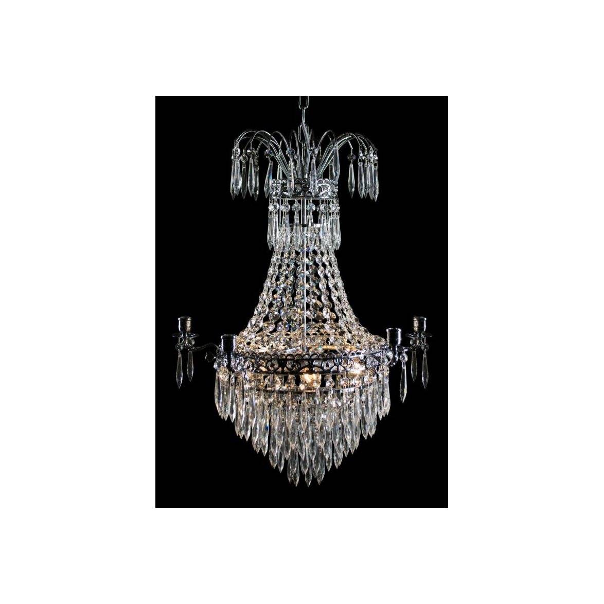 Norrsken Design Kristallkrona Empire Classic Ny 5-Arm Liten Krom 49cm