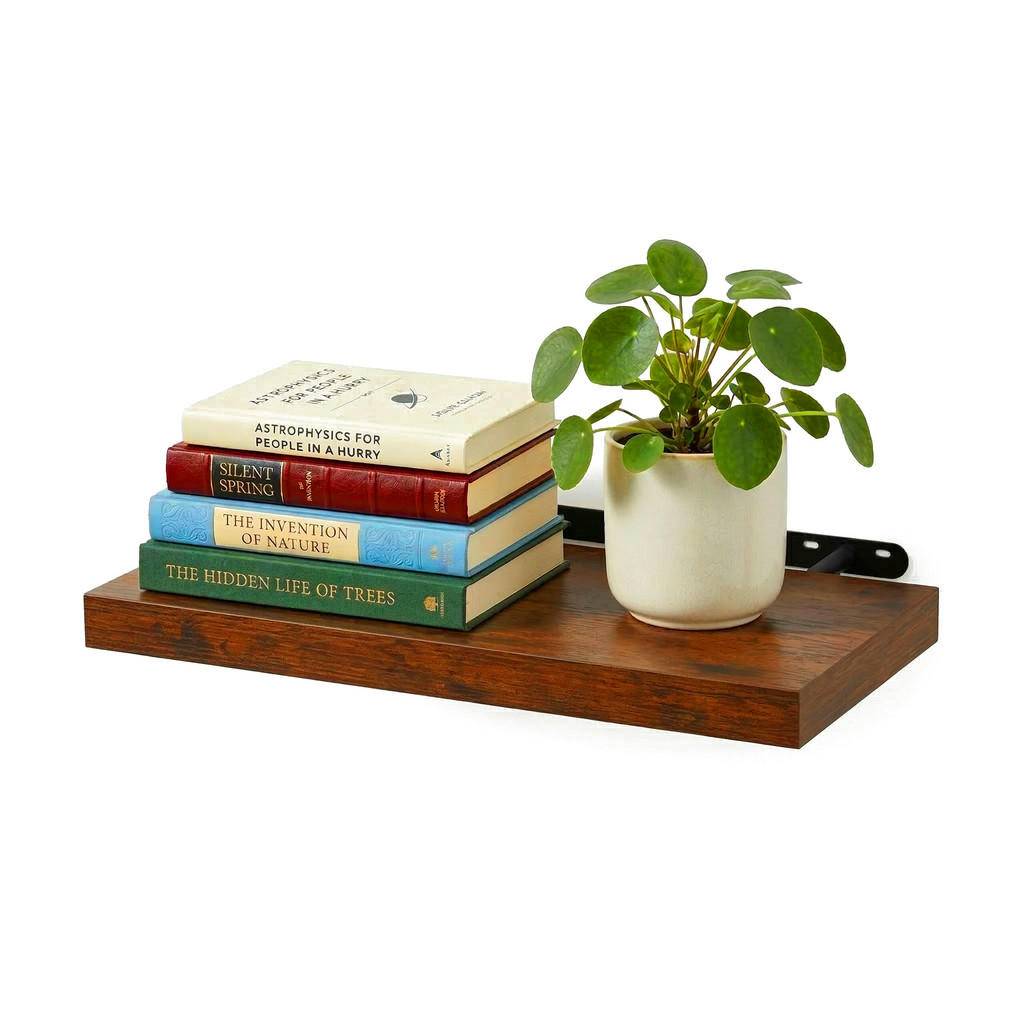 VÄGGHYLLA Svart MDF industriell 40 cm - Brun