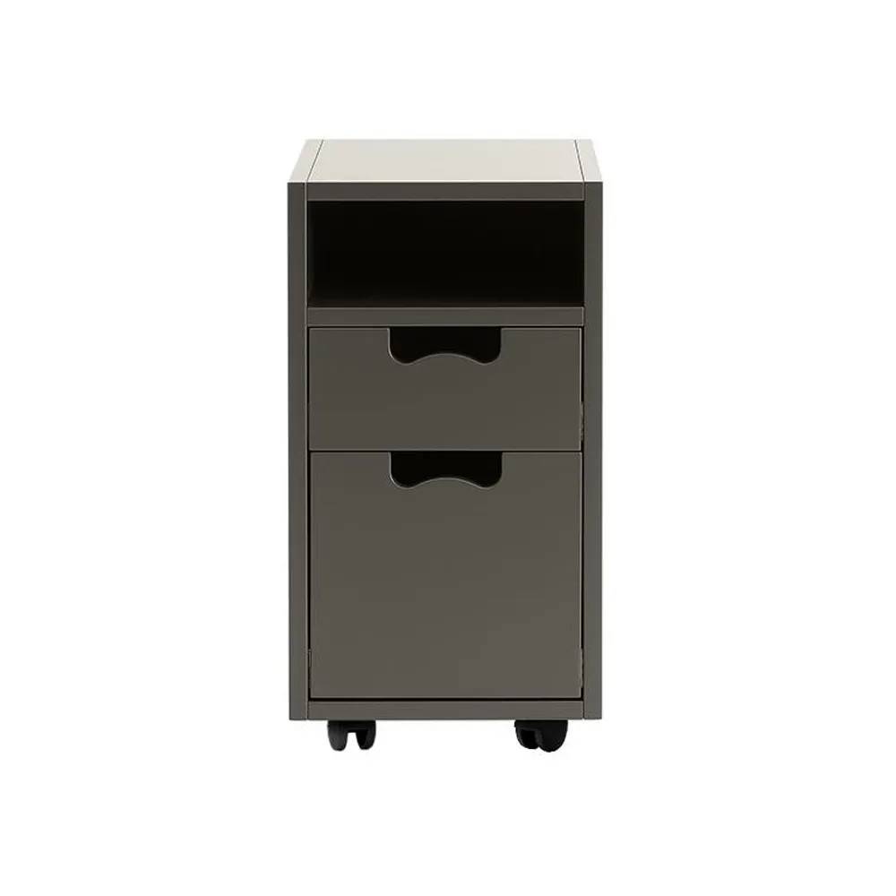 Asplund Snö G3 sängbord taupe, svarta hjul - Beige