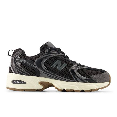 New Balance Unisex 530 i Sort/Grå Suede/Mesh, Størrelse 36