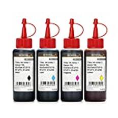 4 x 100 ml bläck, skrivarbläck kompatibel med Epson 104 EcoTank ET-2710, ET-2711, ET-4700 CMYK-skrivare, påfyllningsbläck (inte OEM)