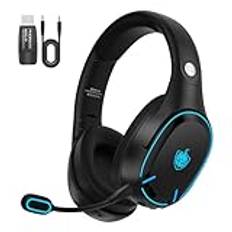 Phoinikas spelheadset trådlöst, Bluetooth-headset med dubbla chips, Bluetooth 5.3 för mobiltelefon/bärbar dator, 2,4 Ghz dongel för PC/PS4/PS5/TV/switch, brusreducerande mikrofon, 30 timmars batteri,