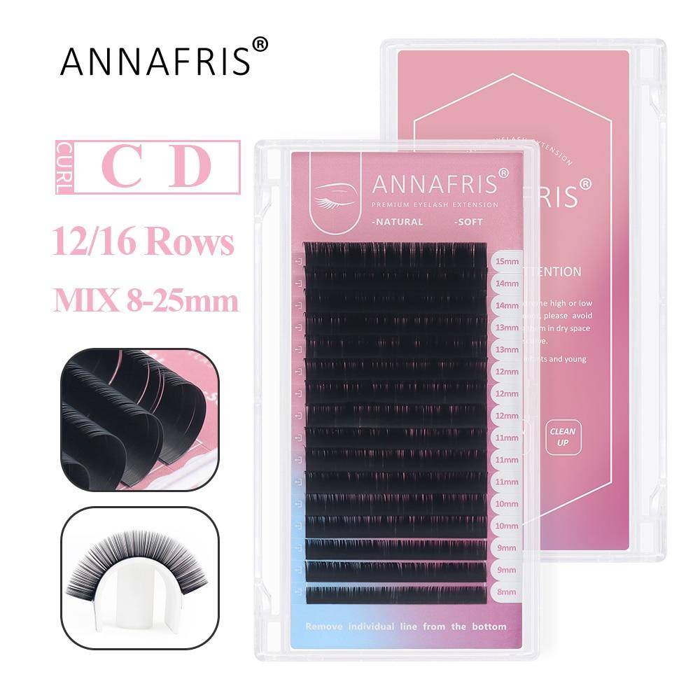 ANNAFRIS 15-20 mm blandad längd Individuella Mink ögonfransförlängningstillbehör Naturlig mattsvart Mjuk ryska volymfransar Maquiagem