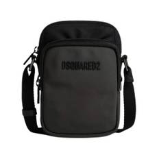 Dsquared2, Taske, unisex, Grå, ONE SIZE, Læder, Læder Crossbody Taske med Lynlåslukning