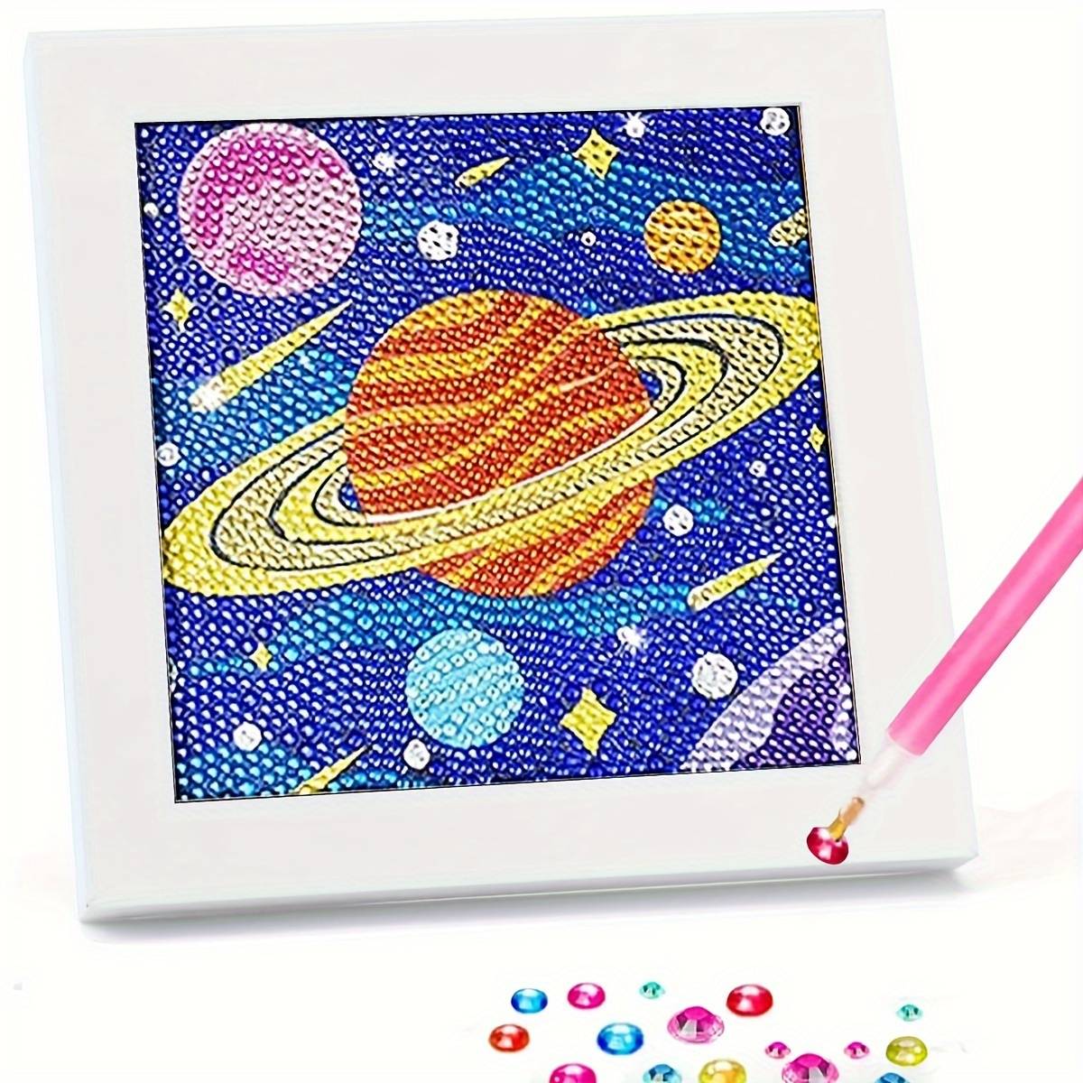 Frameless Space Planet Diamond Painting, Handmade Diamond Ornament, Hanging Picture, Diamond Craft Gift, 1 Set (pc)
