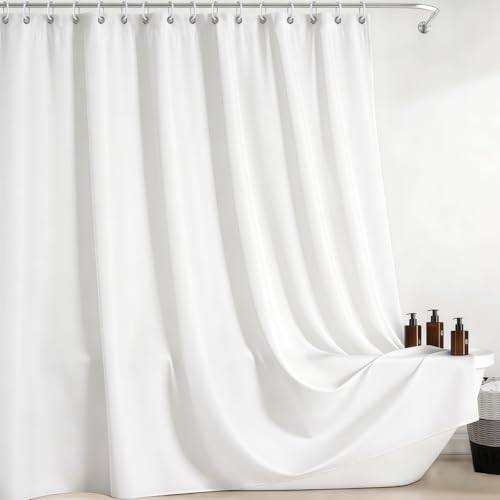 Fairtalk Duschdraperi 240 x 200 antimögel och tvättbart vattenavvisande badkarsgardin av polyester extra stort duschdraperi med vikt och 16 duschdraperikrokar vit, H 200 x B 240 cm (1-pack)