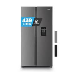Heinrich´s Side-by-Side Kühlschrank, Kühlgefrierkombination mit 439L Mega Gesamtvolumen, NO-FROST, 151L Gefriervolumen, inkl. Wasserspender, LED Beleuchtung,Touch-Bedienung, Multi-Airflow-System,Inox