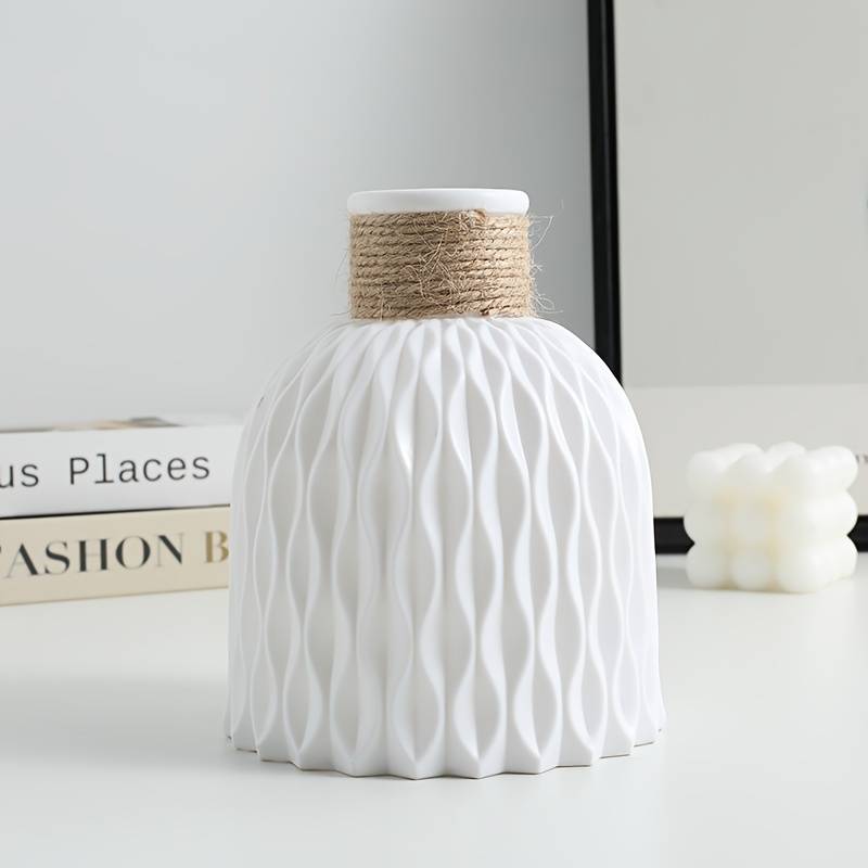 1pc Creative Ripple Vase, Plastic Easy Decorative Vase, Suitable For Home Decoration, Living Room Tabletop Decoration, Dining Table Ornament, Dried Flower Vase Accessory