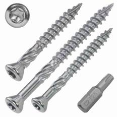 SCREW REBEL Terrassenschraube ST-FIX Edelstahl A2 5,0 x 60mm - 500 Stück inklusive S2-Bit, TX 25, Zier-Senkkopf, Schaftfräser, Sägezahn Gewindeschliff, Cutspitze, Dielenschraube gewachst