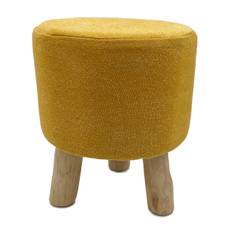 Pall Ø 35 cm höjd 45 cm sittpall pouf scheman med trä fötter Gul
