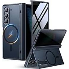 MOBOSI Sekretess för Samsung Galaxy Z Fold 6 fodral [kompatibel med Magsafe], [inbyggt ställ och skärmskydd och gångjärnsskydd] helkropp stötsäker robust smal telefonfodral för Z Fold6, svart