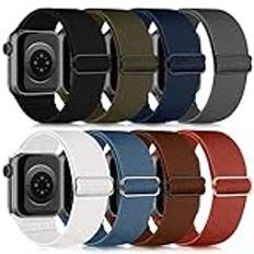 chinbersky 8-pack armband kompatibla med Apple Watch-armband 44 mm, 45 mm, 42 mm, 49 mm, dam, herr, justerbart elastiskt nylonsportarmband för iWatch SE/iWatch Ultra Series 10, 9, 8, 7, 6, 5, 4, 3, 2,