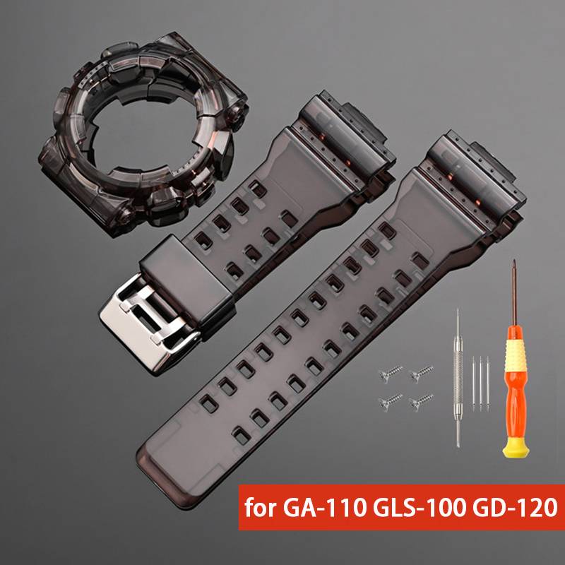 TPU Resin Watch Strap Case for Casio G-SHOCK GA-100/110/120/140 GD-100/110/120 GAX-100 GLS-100 Men Sport Bezel Band Bracelet
