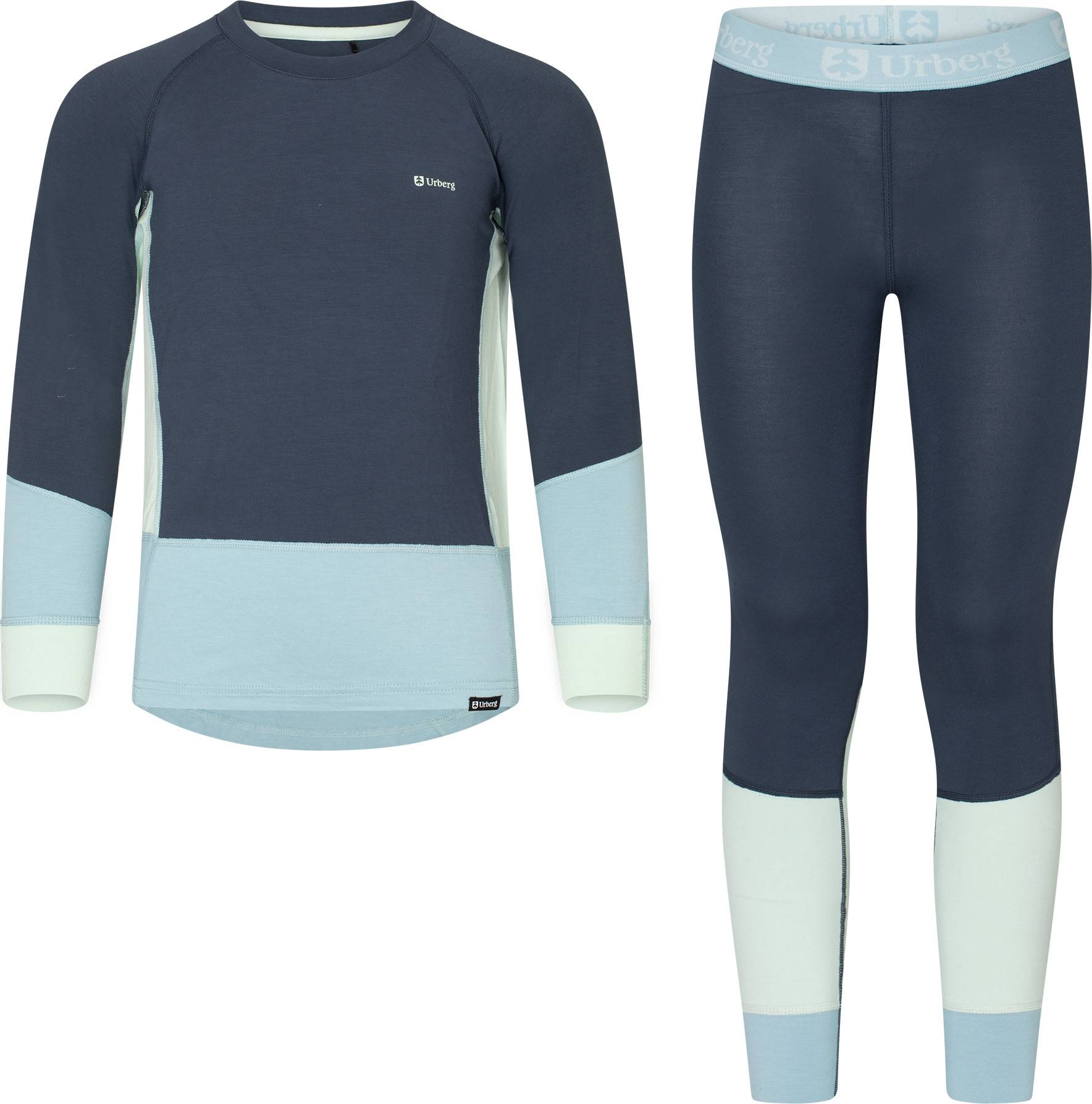 Urberg Juniors' Tree Base Layer Set Blue Nights/stone Blue/celadon, 110/116