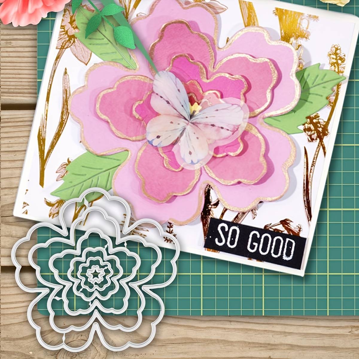 TEMU Flower Shaped Metal Cutting Dies 3d Embossing Dies Cuts Stencil For Scrapbooking Card Making