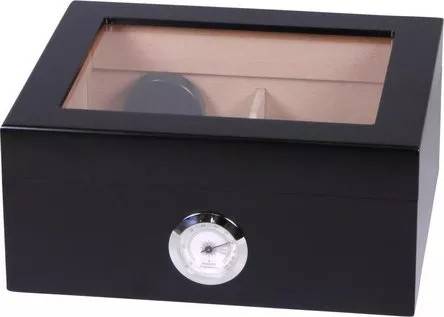 Cigar Humidor til 25 Cigarer sort m/glas