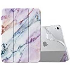 MoKo Case for iPad 10th Generation Case 2022, iPad 10.9 inch Case, Soft TPU Translucent Frosted Back Cover Slim Shell Protective Case with Adjustable Angles, Auto Wake/Sleep, Purple Marble