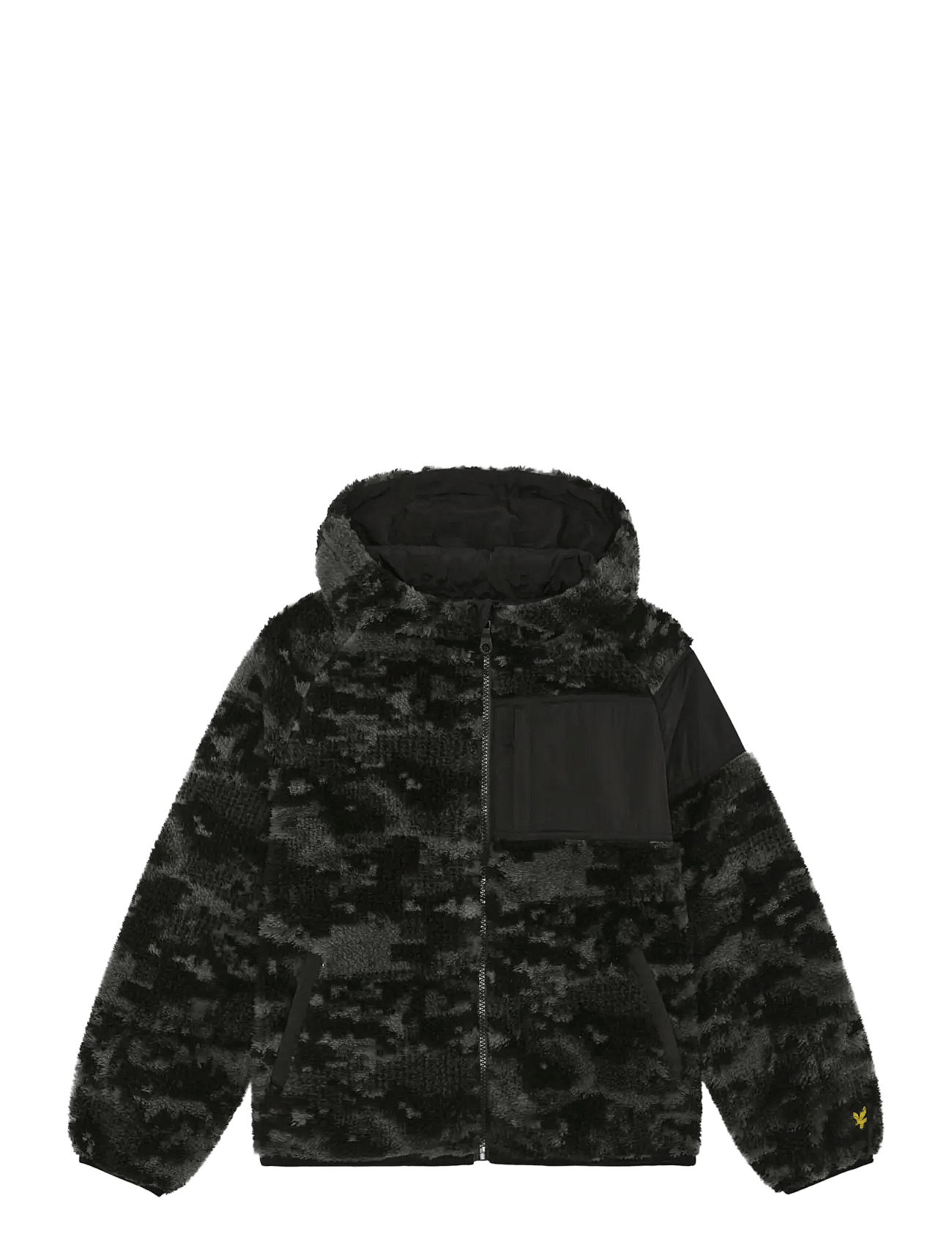 LYLE & SCOTT Pixelated Print Reversible Fleece Jacket | Black | 140-146