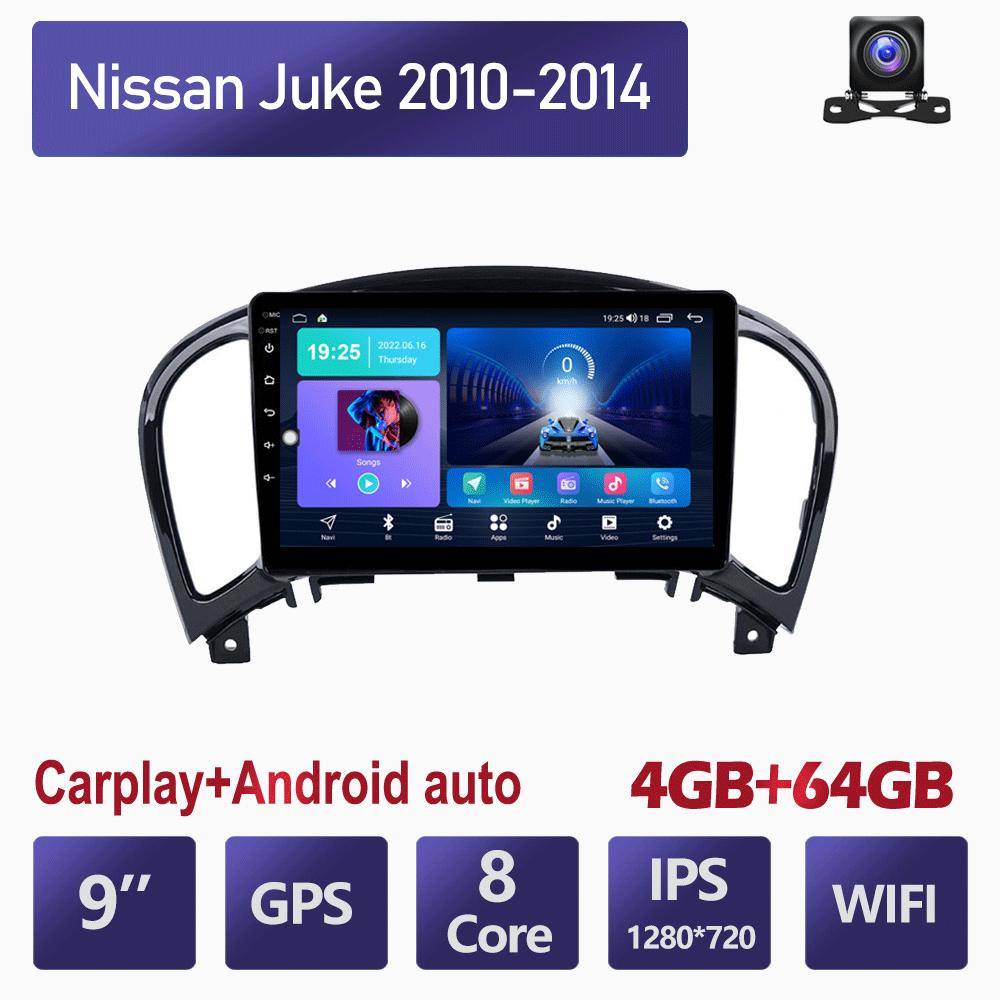 Android Bilradio Carplay För Nissan Juke 2010-2014 Multimedia Videospelare GPS-navigering WIFI 4+64GB