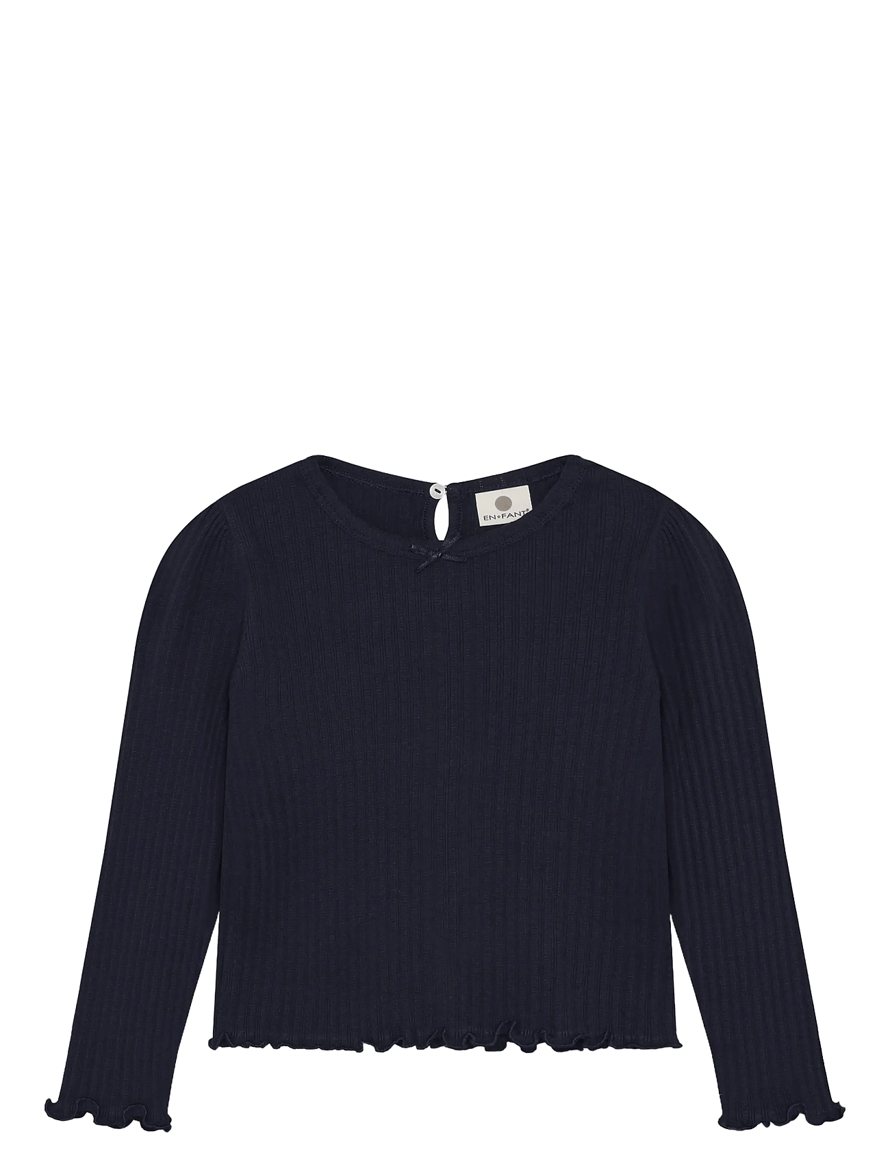 En Fant T-Shirt Ls Pointelle - Navy - 98