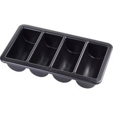 Bestikkasse, sort, plast, 4 rum, 1/1 GN