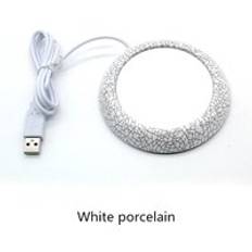 Protable usb trä korn kopp varmare värme dryck mugg matta hålla dryck varm värmare muggar underlägg - Vitt porslin