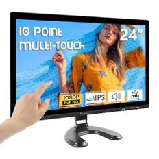 Prechen 24 Zoll Touchscreen Monitor, IPS FHD 1080P Touch PC Display mit HDMI & VGA & USB, 75Hz, VESA, Eingebaute Lautsprecher, Computer Touchscreen für Gaming & Business