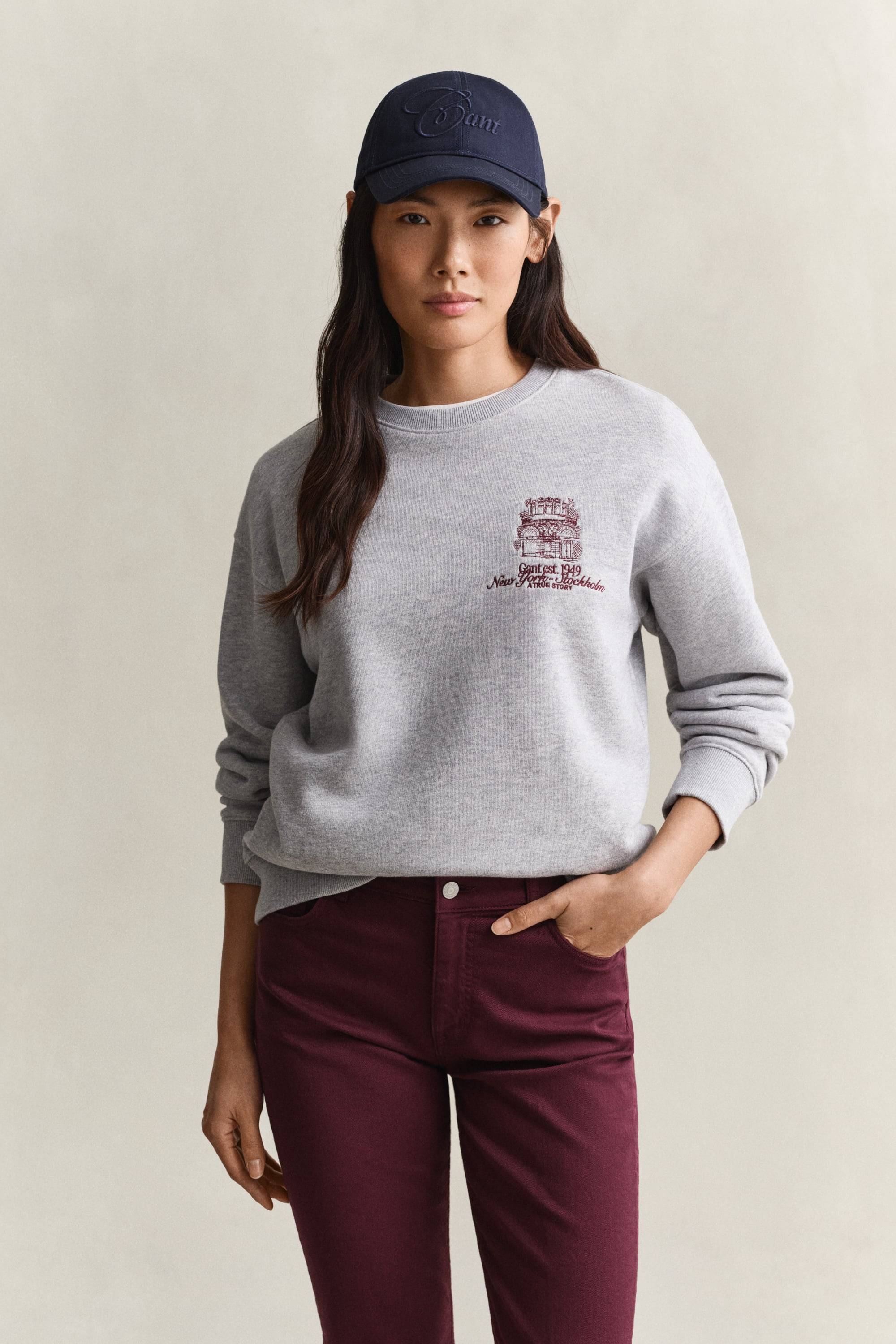 GANT Dam Graphic sweatshirt (L) LIGHT Grå MELANGE
