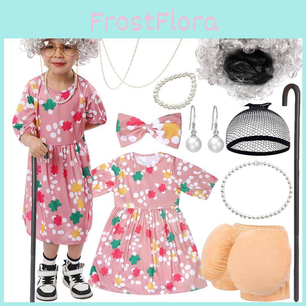 Farmor Morfar Cosplay Set För Barns Scenshower Barn Utklädnadskostym cm
