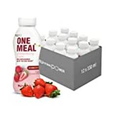 NUPO One Meal + Prime Strawberry Love – Shake redo att dricka – välsmakande måltidsersättning shake med 24 vitaminer och mineraler – hög proteinhalt – inget tillsatt socker – 12 x 330 ml