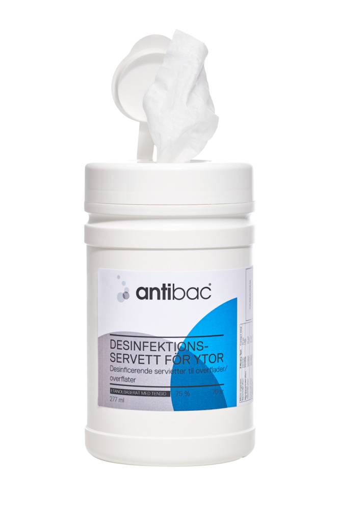 Desinfektionsservett Antibac ytor 20x20cm 70st