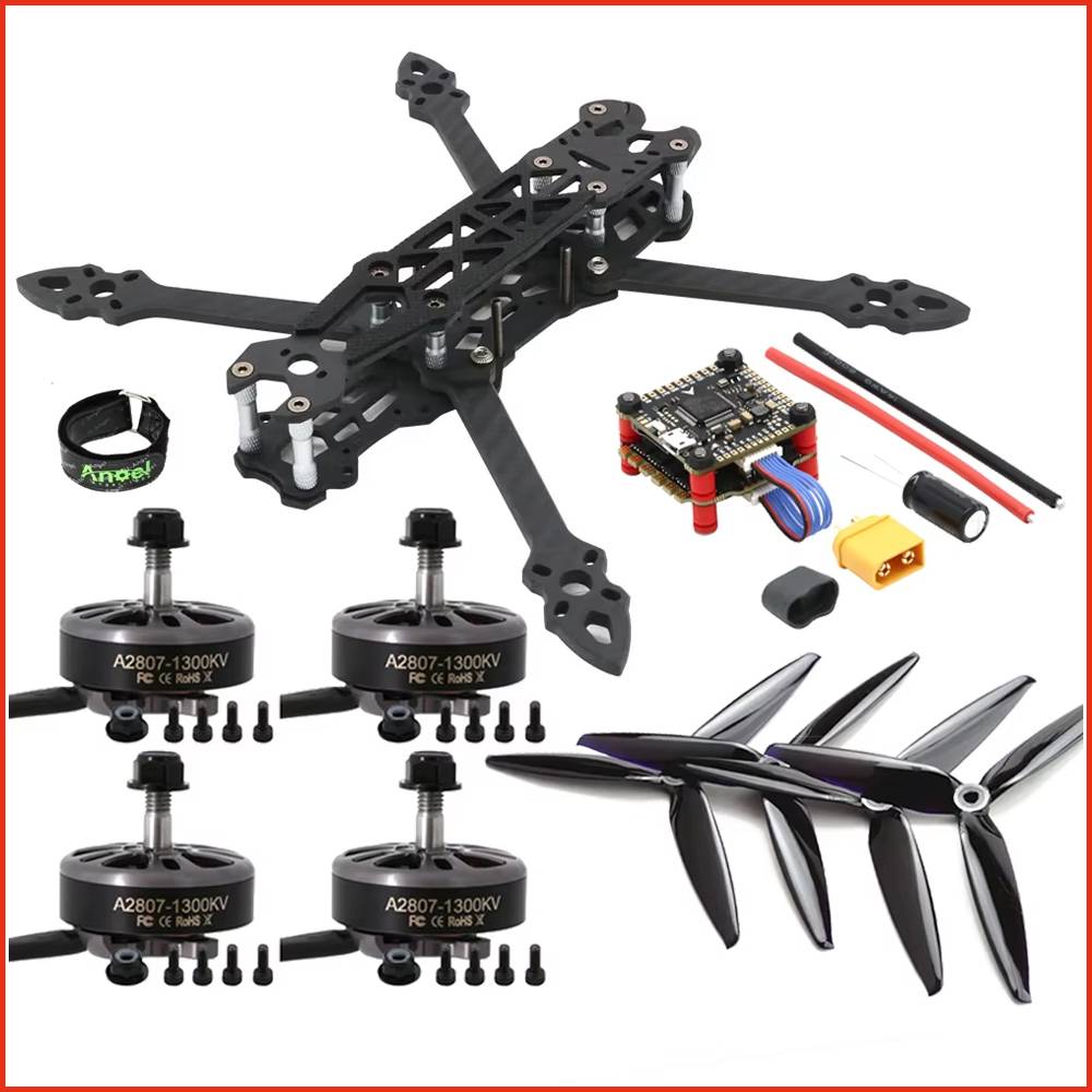 Mark4 7 Inch 295mm Drone Kit & A2807 KV1300 6S Brushless Motor & F4V3S Plug Flight Control & 60A 4-in-1 ESC Stack For FPV 7" Dro