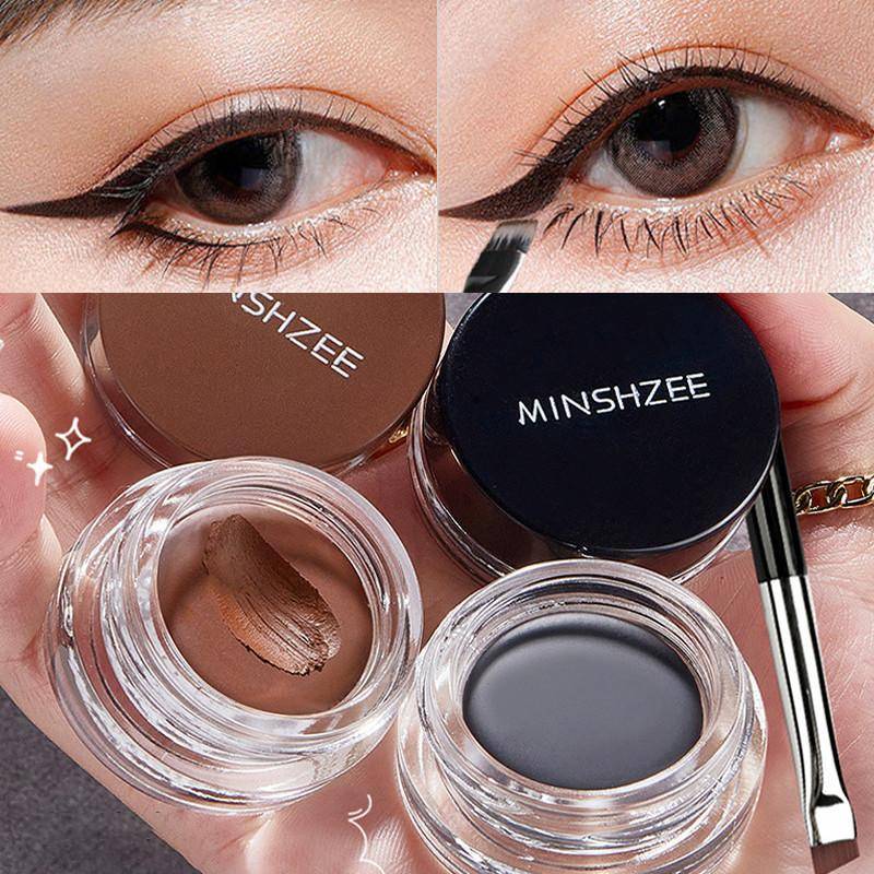 Svart Brun Eyeliner Kräm Vattentät Snabbtorkande Mjuk Eyeliner Gel Kladdfri Ögonskugga Sminkverktyg Med Borstset black