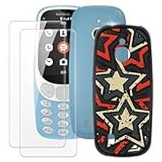 OAGELIM Tillverkad för Nokia 3310 4G fodral + 2 st skärmskydd härdat glas, ultratunt stötsäkert mjukt TPU-silikonskydd för Nokia 3310 4G (2,4 tum)