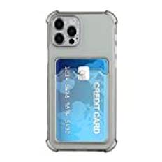 Jacyren Fodral med kortfack kompatibel med iPhone 12 Mini mobilskal, iPhone 12 mini transparent silikon skyddande fodral bakskydd med kortfack skal reptålig skyddsväska för iPhone 12 Mini, Transparent svart,